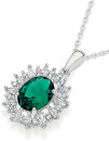 Sterling-Silver-Green-Oval-Cubic-Zirconia-Cluster-Pendant Sale