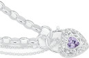 Sterling-Silver-Cubic-Zirconia-19cm-Heart-Padlock-Bracelet Sale
