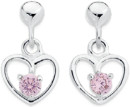 Sterling-Silver-Pink-Cubic-Zirconia-Open-Heart-Drop-Earrings Sale