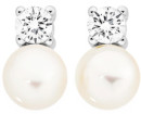 Sterling-Silver-Button-Pearl-Cubic-Zirconia-Stud-Earrings Sale