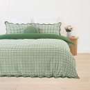 Gingham-Scallop-Cotton-Quilt-Cover-Set-Queen-Bed-Green Sale