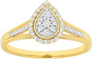 9ct-Gold-Diamond-Pear-Shape-Cluster-Ring Sale