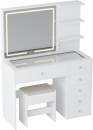 Ufurniture-Glass-Dressing-Table-Set-with-LED-Light-in-White Sale