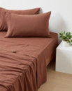 Stonewashed-Cotton-Sheet-Set-Queen-Bed-Chocolate Sale