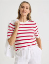 Regatta-Regatta-Petites-Short-Sleeve-Stripe-Knit-Top-Ivory-and-Red-Stripe Sale