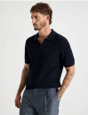 Basque-Horizontal-Knit-Polo-Navy Sale