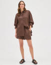 European-Linen-Long-Sleeve-Shirt-Coffee-Bean Sale