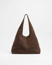 Premium-Suede-Leather-Slouch-Shoulder-Bag-Chocolate Sale