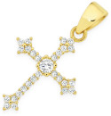 9ct-Gold-Cubic-Zirconia-Fancy-Cross-Pendant Sale