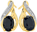 9ct-Gold-Black-Sapphire-Diamond-Teardrop-Twist-Stud-Earrings Sale