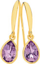 9ct-Gold-Amethyst-Pear-Bezel-Drop-Hook-Earrings Sale