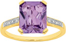 9ct-Gold-Amethyst-Diamond-Shoulder-Ring Sale