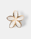 White-and-Gold-Tone-Enamel-Frangipani-Claw-Hair-Clip Sale