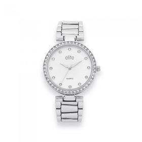 Elite+Ladies+Silver+Tone+Watch