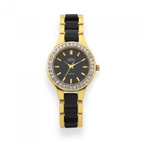 Elite-Ladies-Gold-and-Black-Tone-Watch on sale