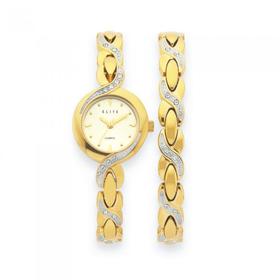 Elite-Ladies-Vine-Watch-Bracelet-Set on sale
