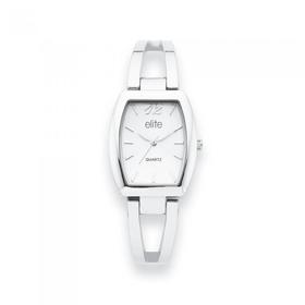 Elite-Ladies-Silver-Tone-Silver-Dial-Semi-Bangle-Watch on sale