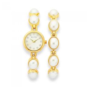 Elite-Ladies-Faux-Pearl-Bracelet-Set on sale