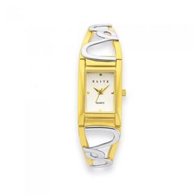 Elite+Ladies+Two+Tone+Bangle+Watch