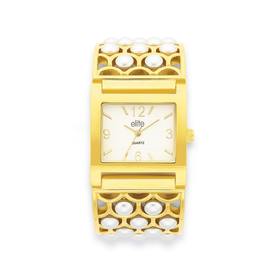 elite-Ladies-Gold-Tone-Glass-Pearl-Bangle-Watch on sale