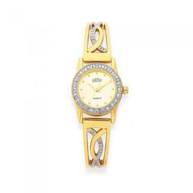 Elite+Ladies+Gold+Tone+Watch