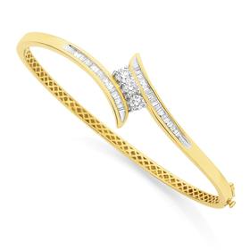 9ct+Gold+60mm+Diamond+Bangle