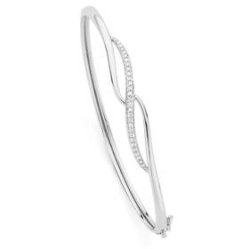 9ct-White-Gold-Diamond-Bangle on sale