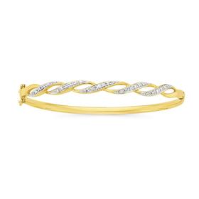 9ct-Gold-Diamond-Twist-Bangle on sale