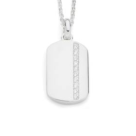 Silver-CZ-Dog-tag-Pendant on sale