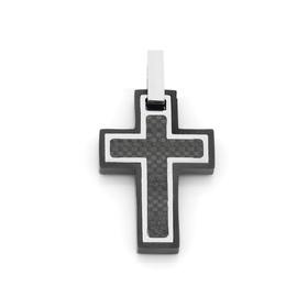 MY-Stainless-Steel-Carbon-Fibre-Cross-Gents-Pendant on sale