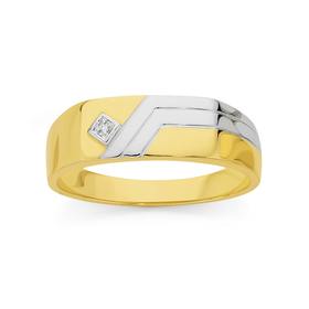 9ct-Two-Tone-Diamond-Set-Mens-Signet-Ring on sale