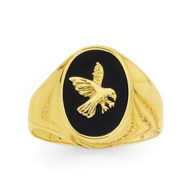 9ct-Gold-Onyx-Mens-Eagle-Ring on sale