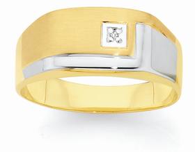 9ct-Two-Tone-Gold-Diamond-Set-Gents-Ring on sale