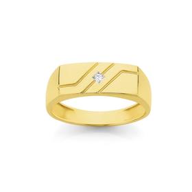 9ct-Gold-Diamond-Gent-Signet-Ring on sale