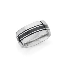 MY-Steel-Black-Enamel-Centre-Ring on sale