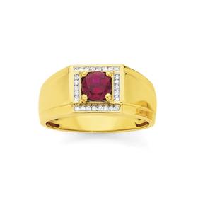 9ct-Gold-Diamond-Created-Ruby-Ring on sale