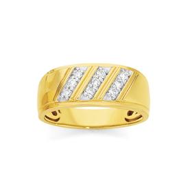 9ct-Gold-Diamond-Three-Row-Diamond-Ring on sale