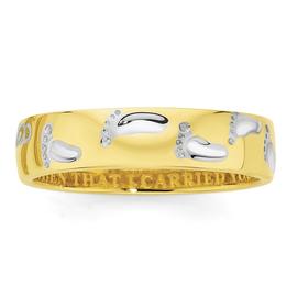 9ct-Gold-Two-Tone-Diamond-Set-Footprints-Ring on sale