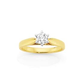 18ct+Two+Tone+Diamond+Solitaire+Engagement+Ring