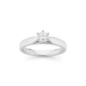 18ct+White+Gold+Diamond+Solitaire+Engagement+Ring