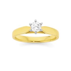 18ct+Two+Tone+Diamond+Solitaire+Engagement+Ring