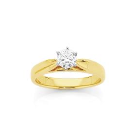 18ct+Two+Tone+Diamond+Solitaire+Ring