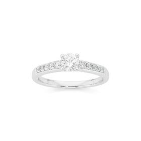 18ct+White+Gold+Diamond+Engagement+Ring