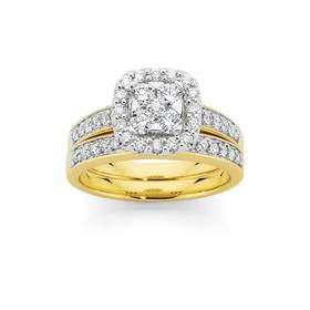 18ct+Gold+Two+Tone+Diamond+Bridal+Ring+Set