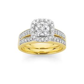 18ct-Gold-Two-Tone-Diamond-Bridal-Ring-Set on sale
