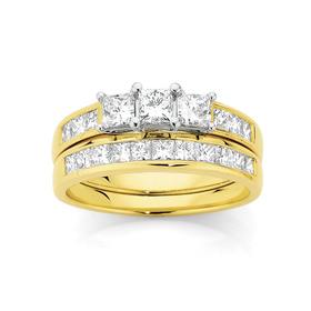 18ct+Gold+Two+Tone+Diamond+Bridal+Ring+Set