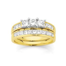 18ct-Gold-Two-Tone-Diamond-Bridal-Ring-Set on sale