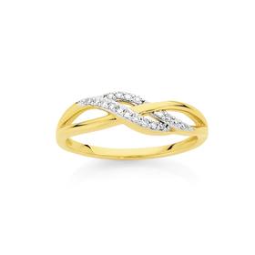 9ct+Gold+Diamond+Wave+Ring