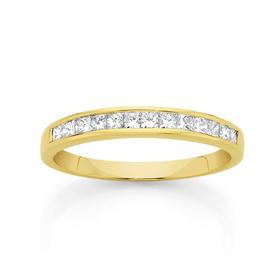 18ct+Gold+Diamond+Princess+Cut+Band