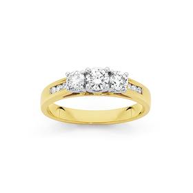 18ct+Two+Tone+Diamond+Trilogy+Ring